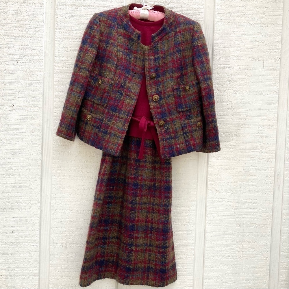50’S Boucle Cropped Jacket Midi Dress Set Vintage Suit Small Union Label Mad Men